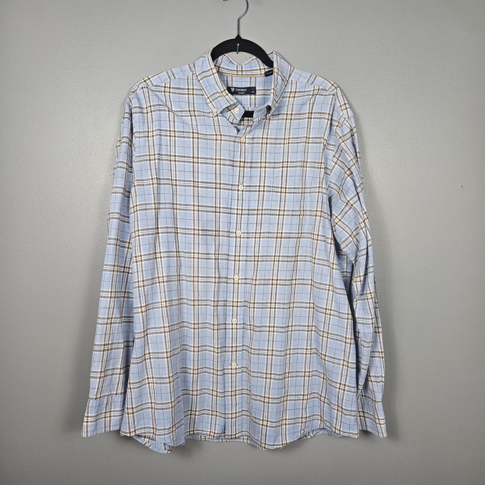 Cremieux‎ Mens XL Plaid Button Down Shirt Long Sleeve Cotton Preppy Blue Classic